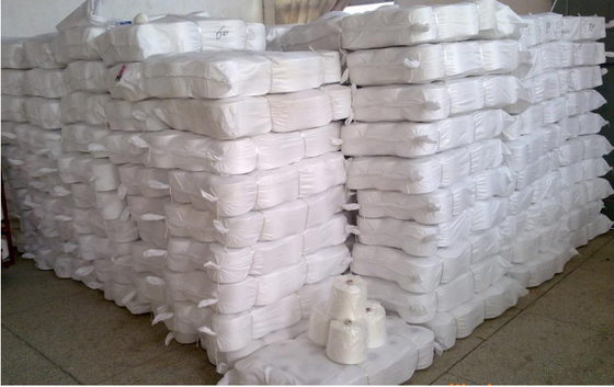 40s/2, 30s/2 Blanco crudo 100% poliéster de núcleo de hilado espumado Precio de fábrica