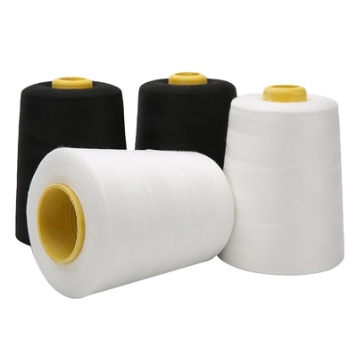 40s/2 hilo de costura color base 5000 yardas hilo de poliéster blanco crudo blanqueado negro