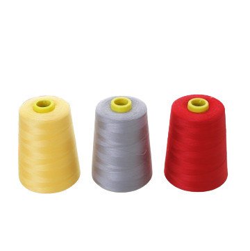 Filamento de costura 40/2 5000yds Fábrica de venta al por mayor 100% poliéster teñido de espuma Materia prima para la costura de prendas de vestir