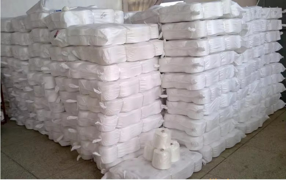 60/2 60/3 60s Blanco óptico blanco en bruto 100% poliéster hilados para hilo de costura
